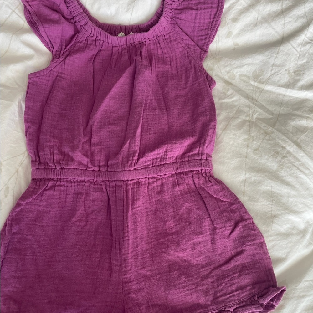 Girls' Purple Knit Romper - Comfortable Summer Bottoms